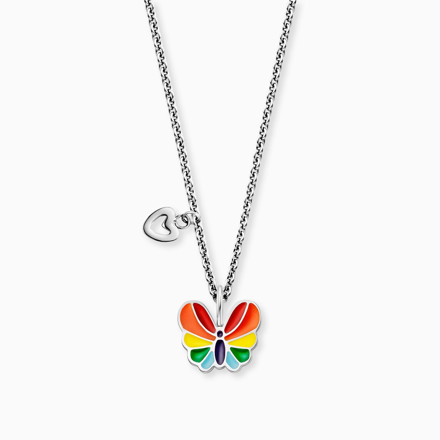 Kinder Halskette Edelstahl bunter Schmetterling mit Emaille