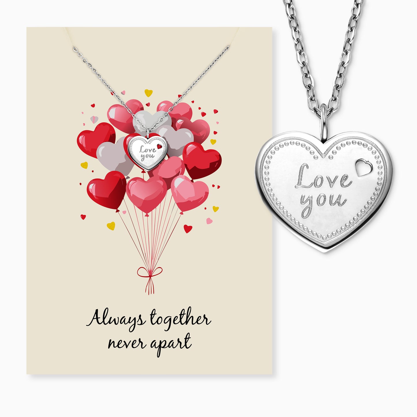 Halskette Edelstahl Silber mit Grußkarte Love You