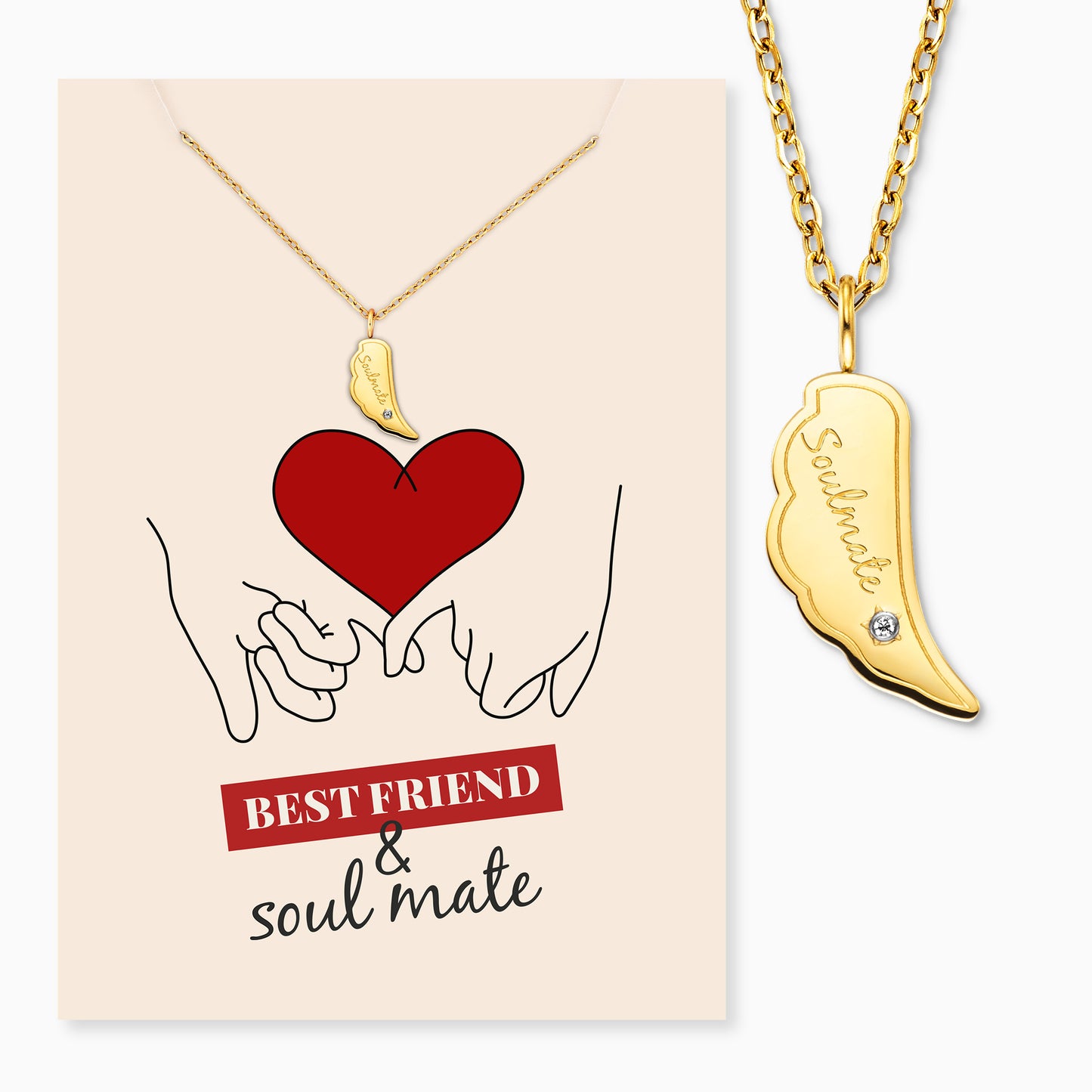 Halskette Edelstahl Gold mit Grußkarte Soulmate