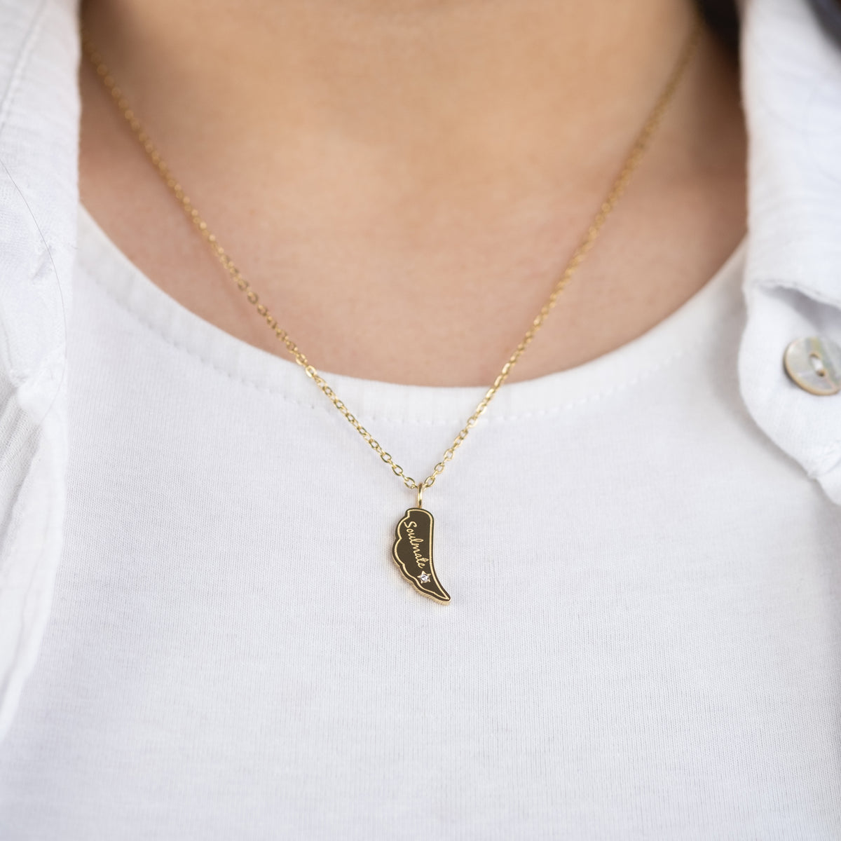 Halskette Edelstahl Gold mit Grußkarte Soulmate