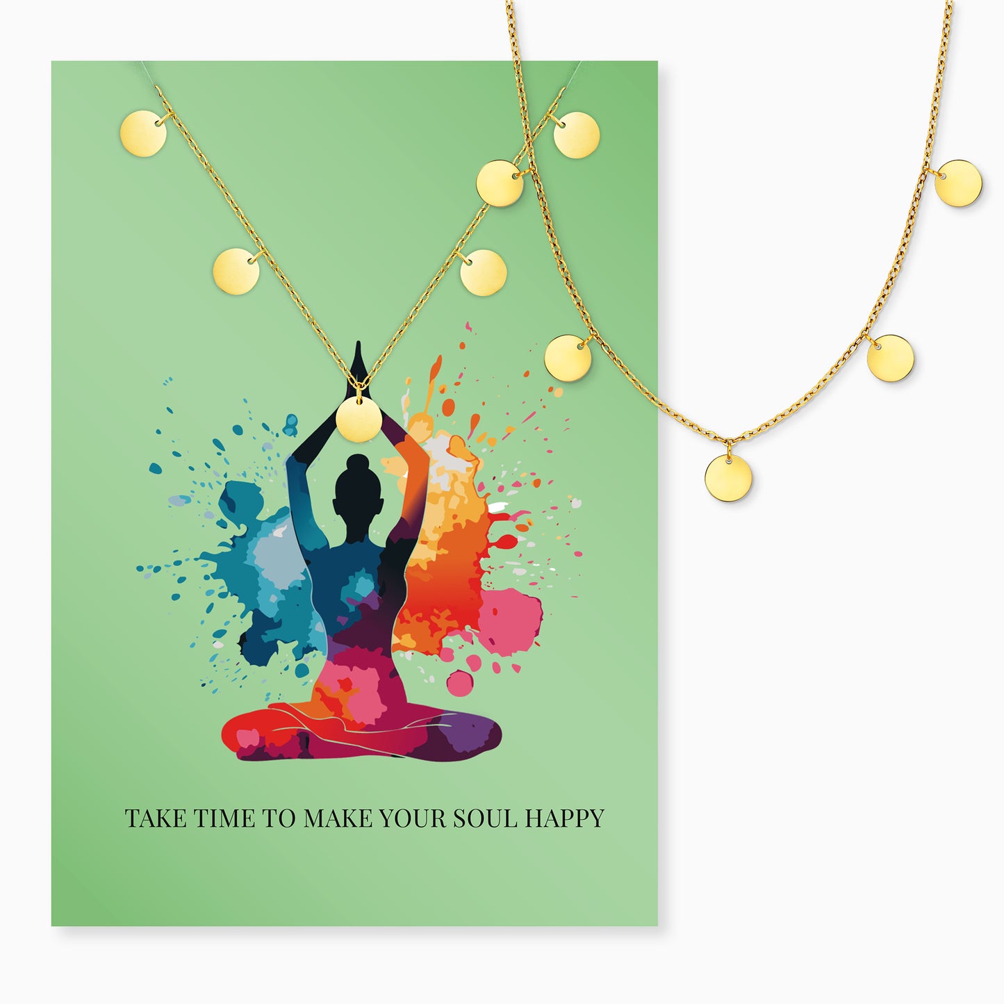 Halskette Edelstahl Gold mit Grußkarte Happy Soul