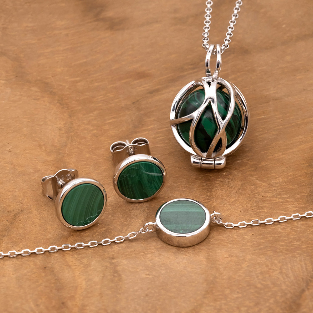 Engelsrufer women's bracelet silver with stone Malachite Powerful Stone