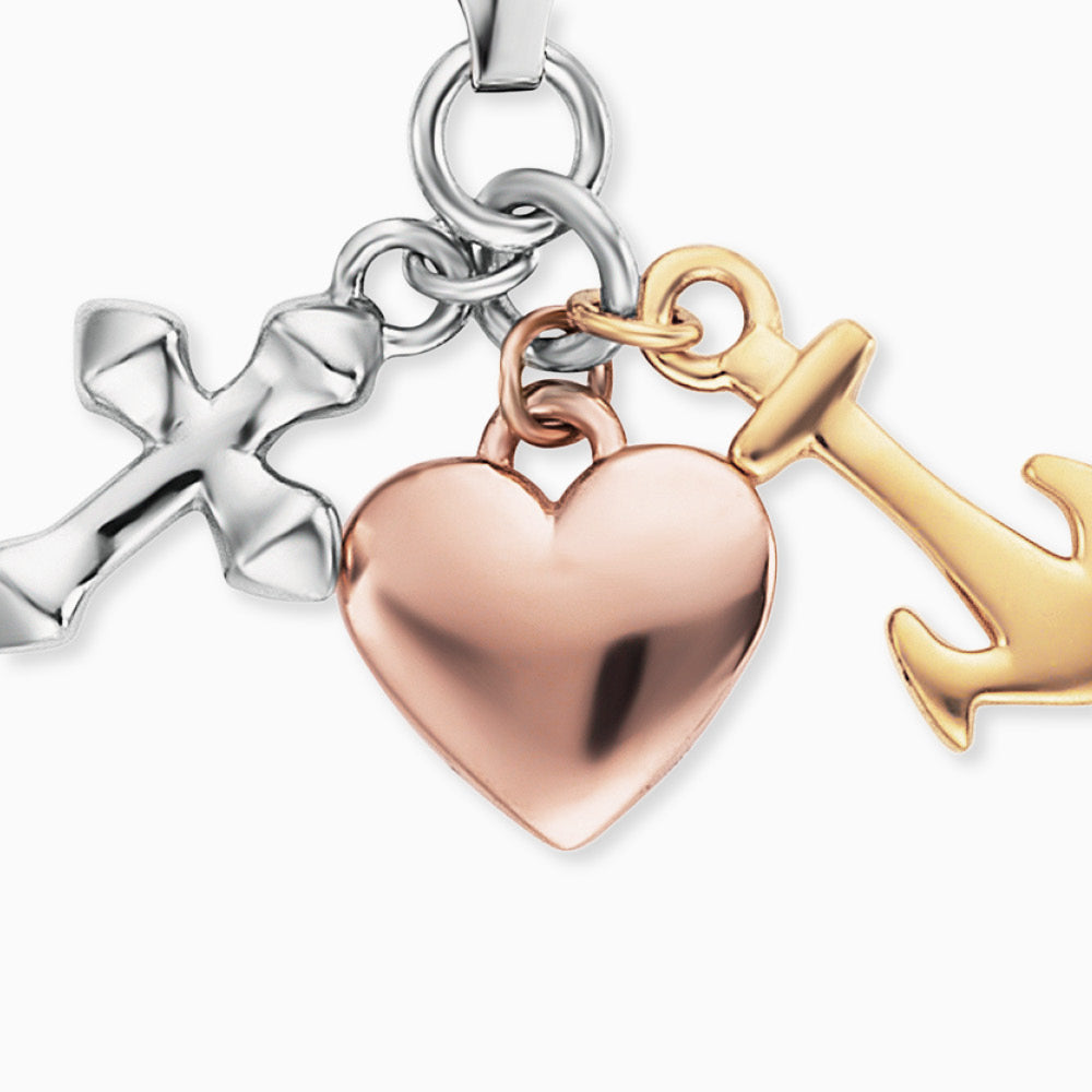 Charm 925er Silber Glaube Liebe Hoffnung Tricolor