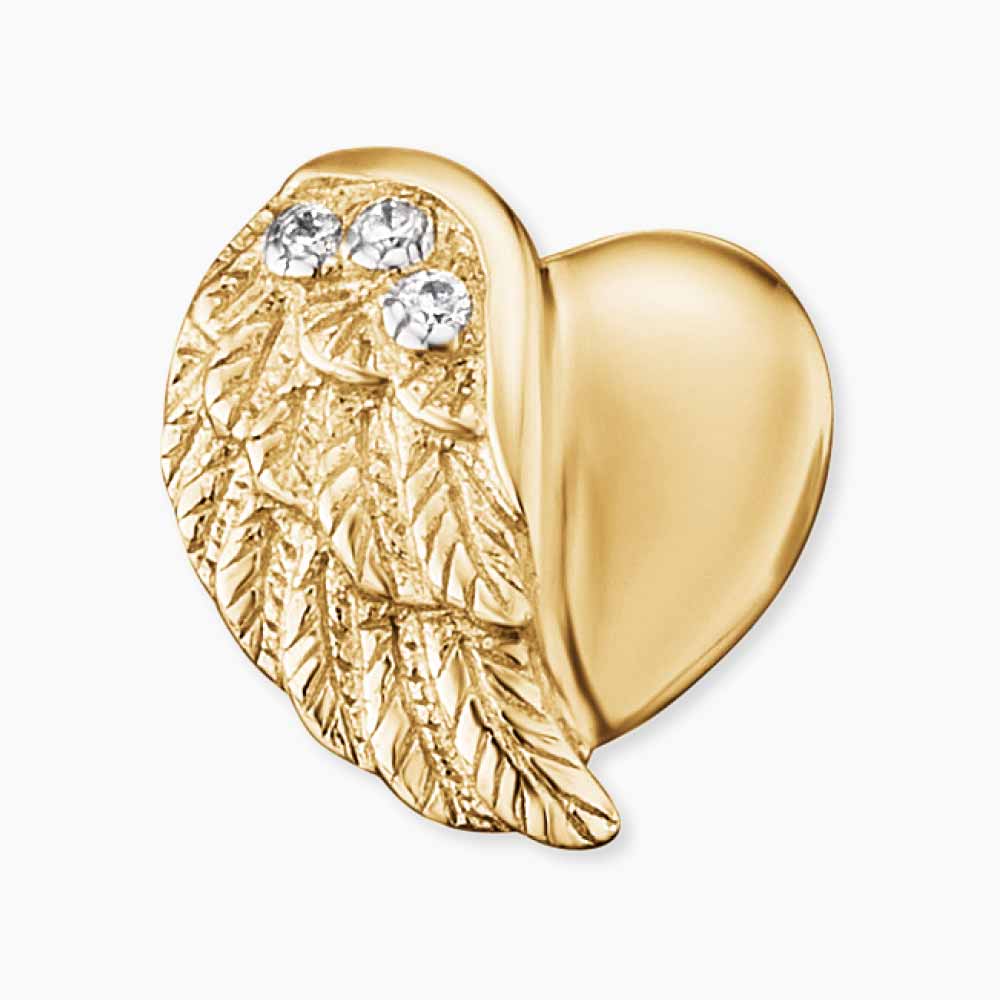 Ohrstecker 925er Silber Herzflügel Gold mit Zirkonia
