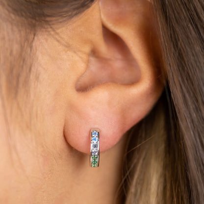 Creole 925er Silber Regenbogen mit Zirkonia Multicolor