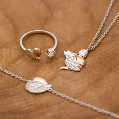 Engelsrufer women's necklace bicolor guardian angel rhodium plated