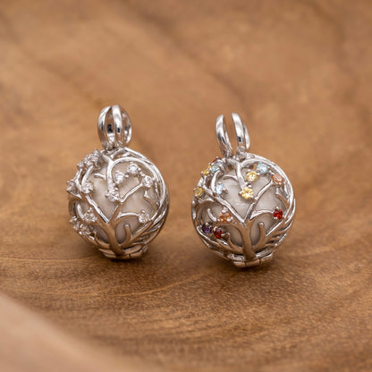 Anhänger 925er Silber Bloom Klangkugel Weiß mit Zirkonia Multicolor