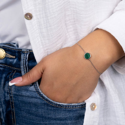 Engelsrufer women's bracelet silver with stone Malachite Powerful Stone