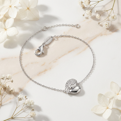 Armband 925er Silber Herzflügel mit Zirkonia silber
