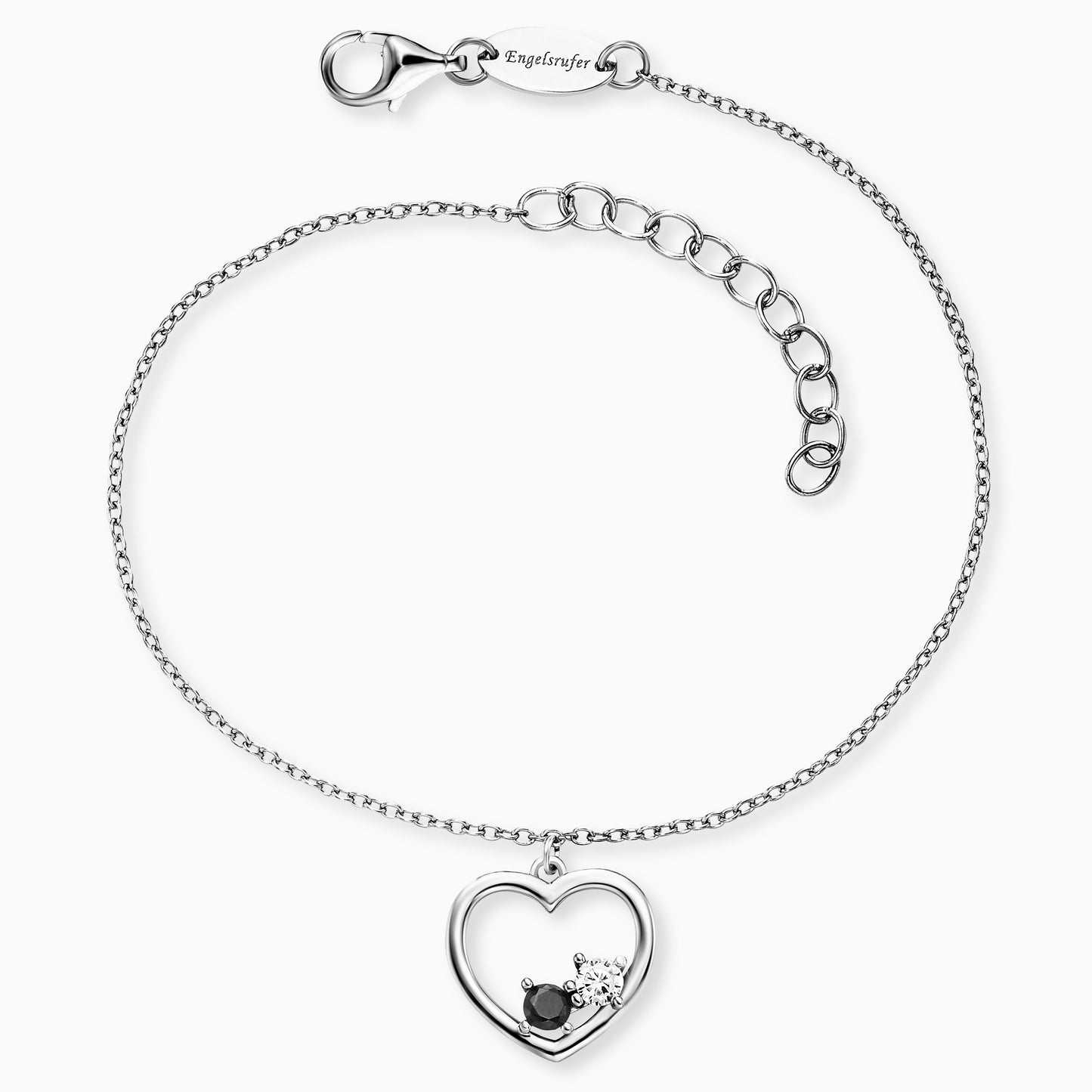 Engelsrufer Yin Yang Herz Armband aus Silber mit funkelnden Zirkonia-Steinen