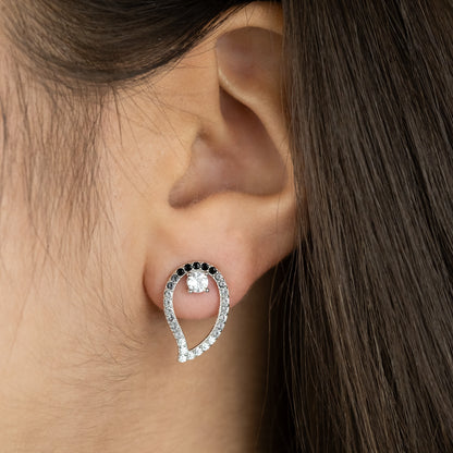 Ohrstecker 925er Silber Yin Yang Drop mit Zirkonia Multicolor