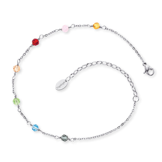 Fußkette Edelstahl mit Glasperlen Multicolor