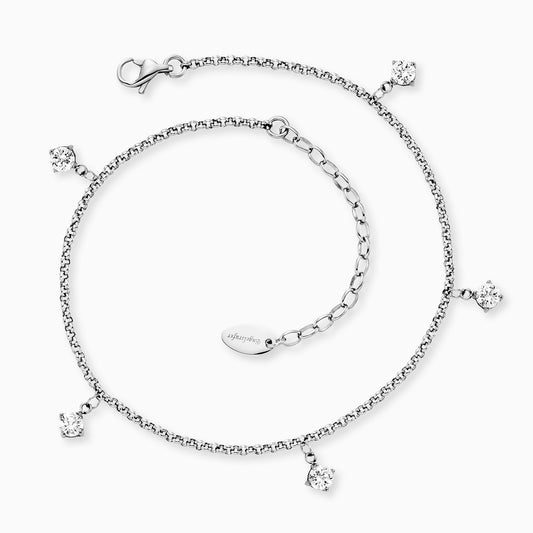 Fußkette Edelstahl Shiny mit Zirkonia