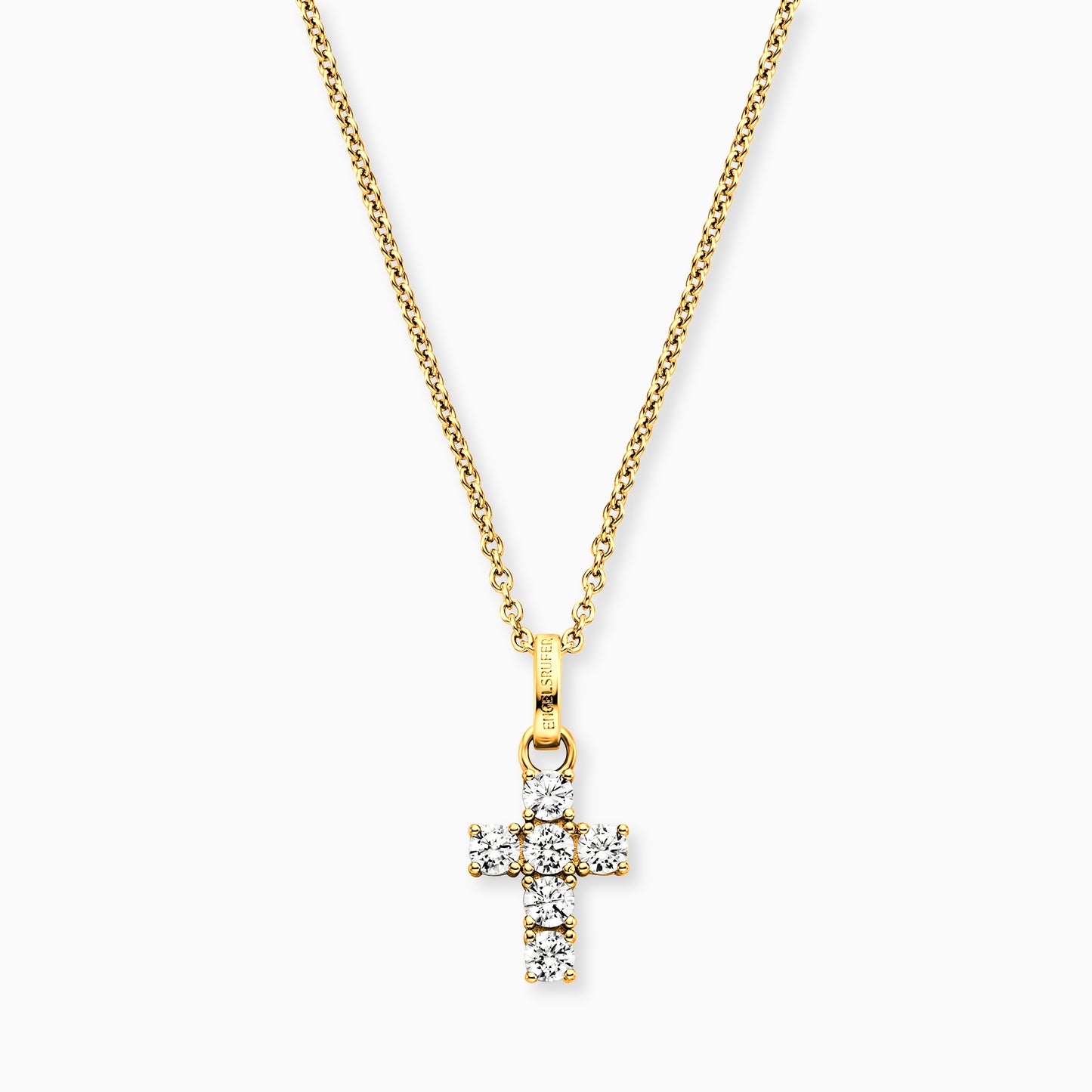 Halskette 925er Silber Kreuz Gold mit Zirkonia