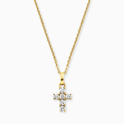 Halskette 925er Silber Kreuz Gold mit Zirkonia