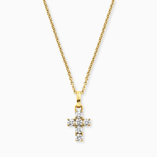 Halskette 925er Silber Kreuz Gold mit Zirkonia