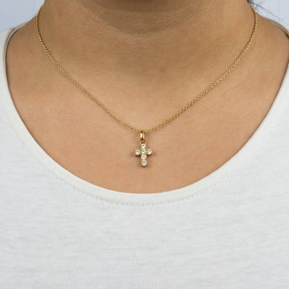Halskette 925er Silber Kreuz Gold mit Zirkonia