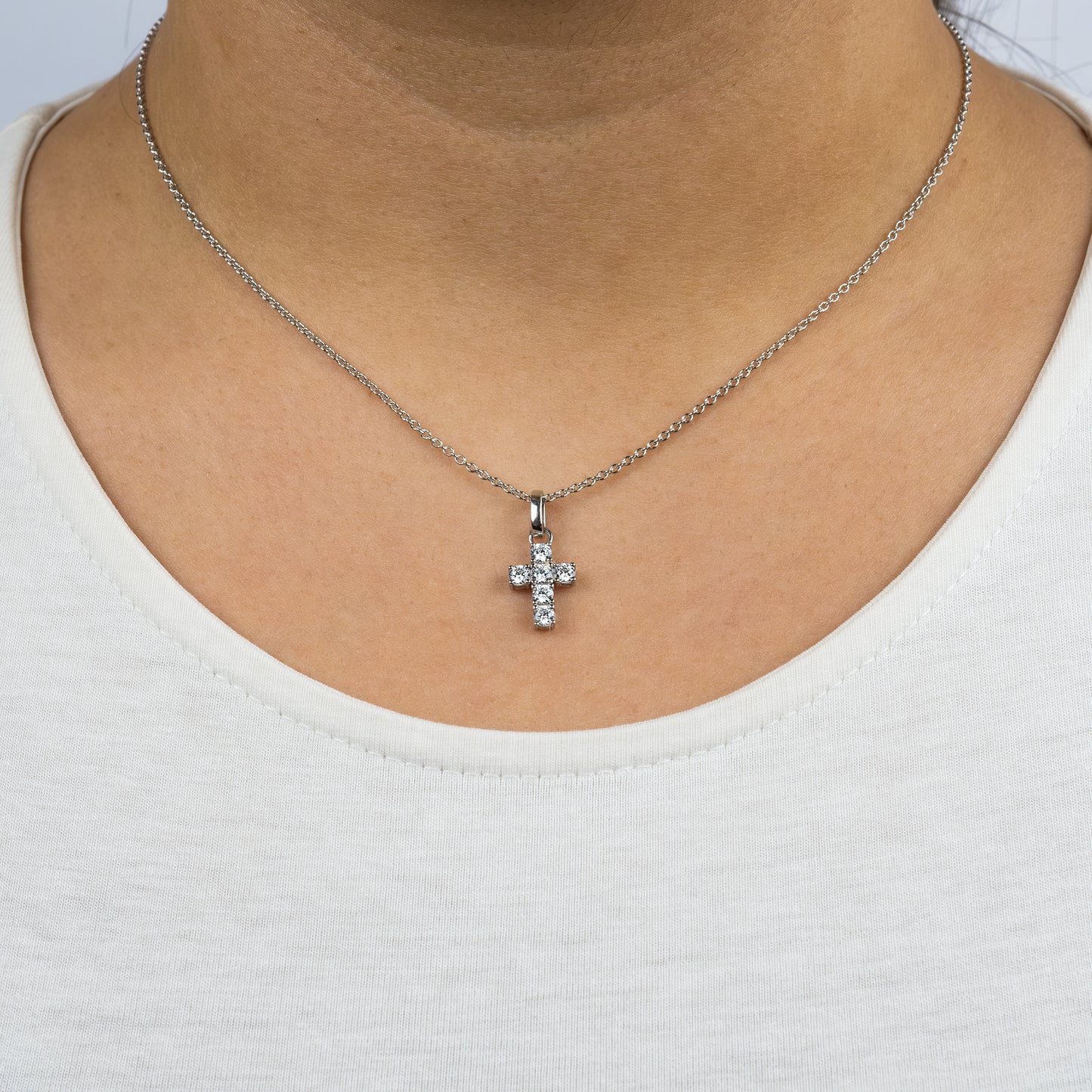 Halskette 925er Silber Kreuz mit Zirkonia