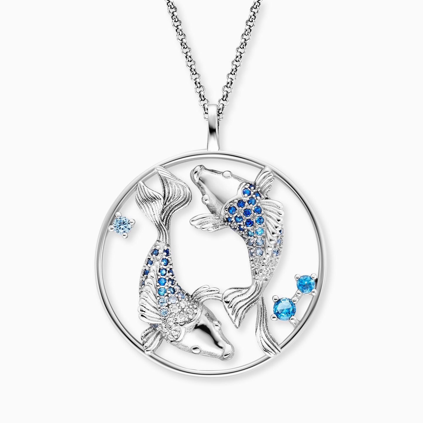 Halskette 925er Silber Yin Yang Fische mit Zirkonia Multicolor