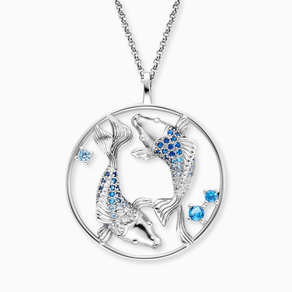 Halskette 925er Silber Yin Yang Fische mit Zirkonia Multicolor