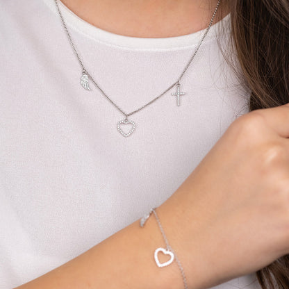 Halskette 925er Silber Glaube Liebe Hoffnung mit Zirkonia