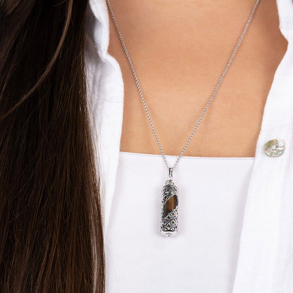 Engelsrufer women's silver necklace pendant with tiger eye power stone size M