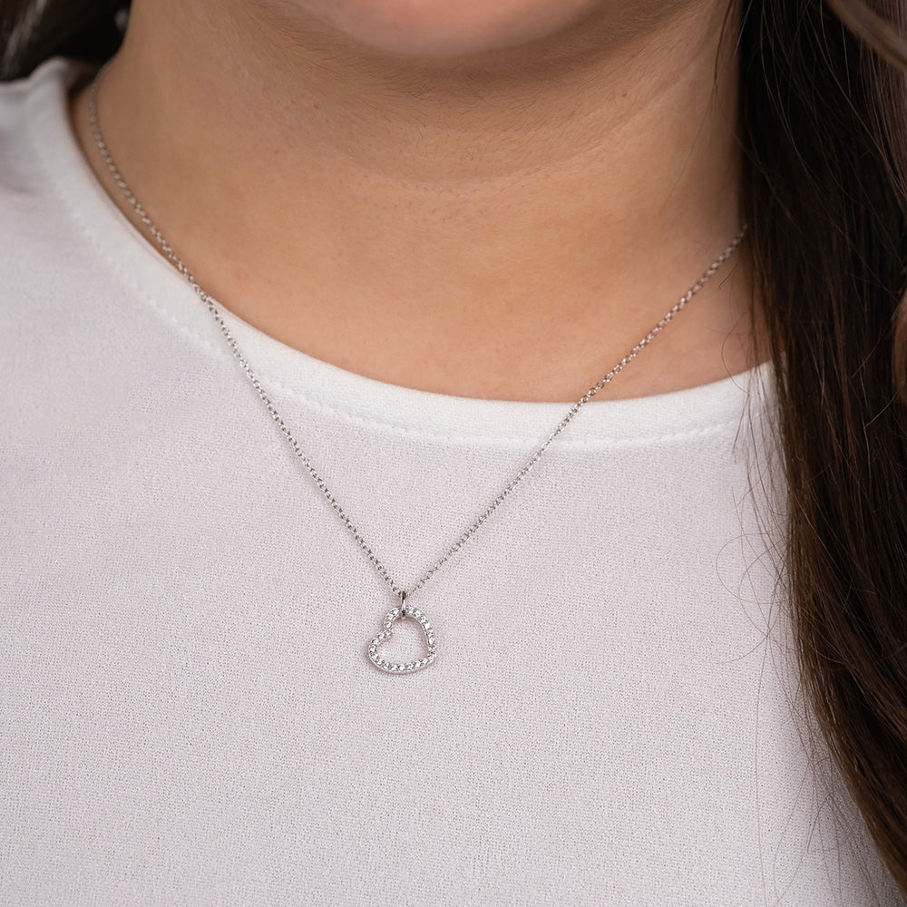 Halskette 925er Silber Herz mit Zirkonia