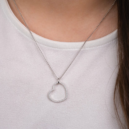 Halskette 925er Silber Herz mit Zirkonia