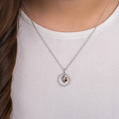 Halskette 925er Silber Herzflügel Bicolor mit Zirkonia