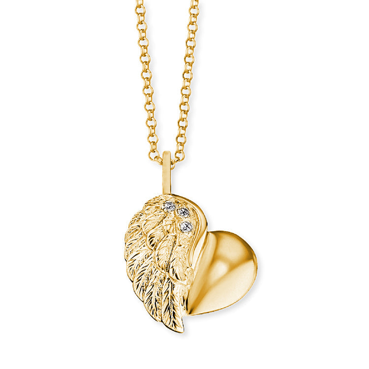 Engelsrufer Herzflügel Kette aus Silber mit funkelnden Zirkonia-Steinen