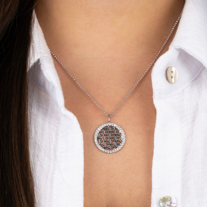 Halskette 925er Silber Lebensblume mit Zirkonia gold · multicolor