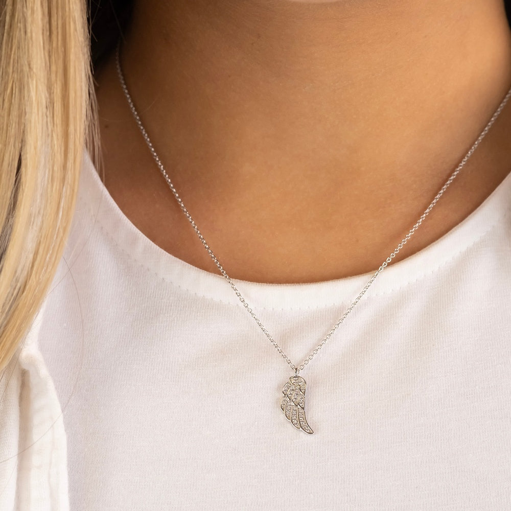 Halskette 925er Silber Flügel mit Zirkonia gold