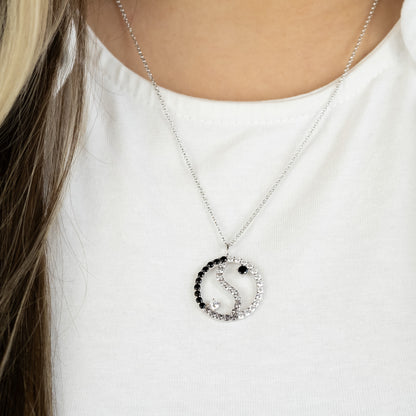 Yin Yang Silver Necklace with Zirconia