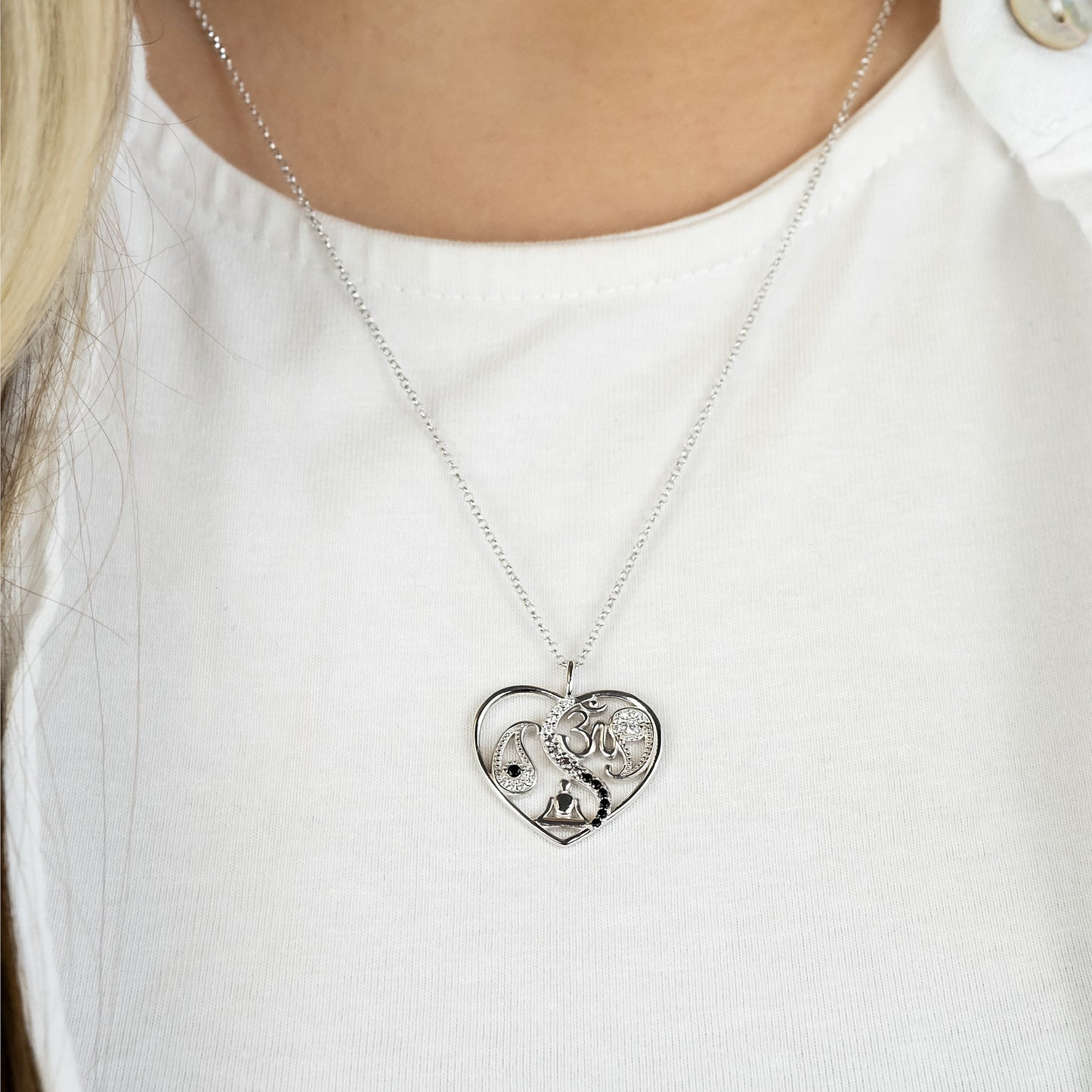 Necklace heart silver with zirconia