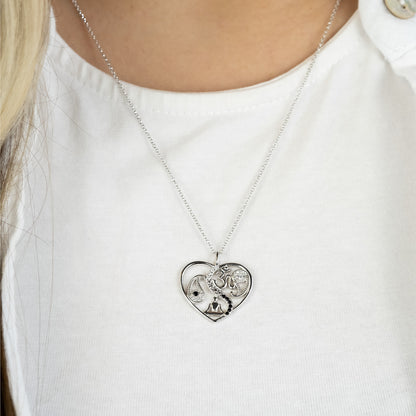 Necklace heart silver with zirconia