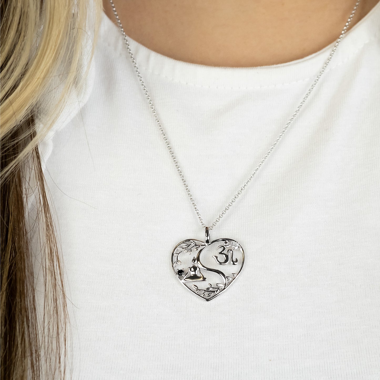 Necklace heart silver with zirconia