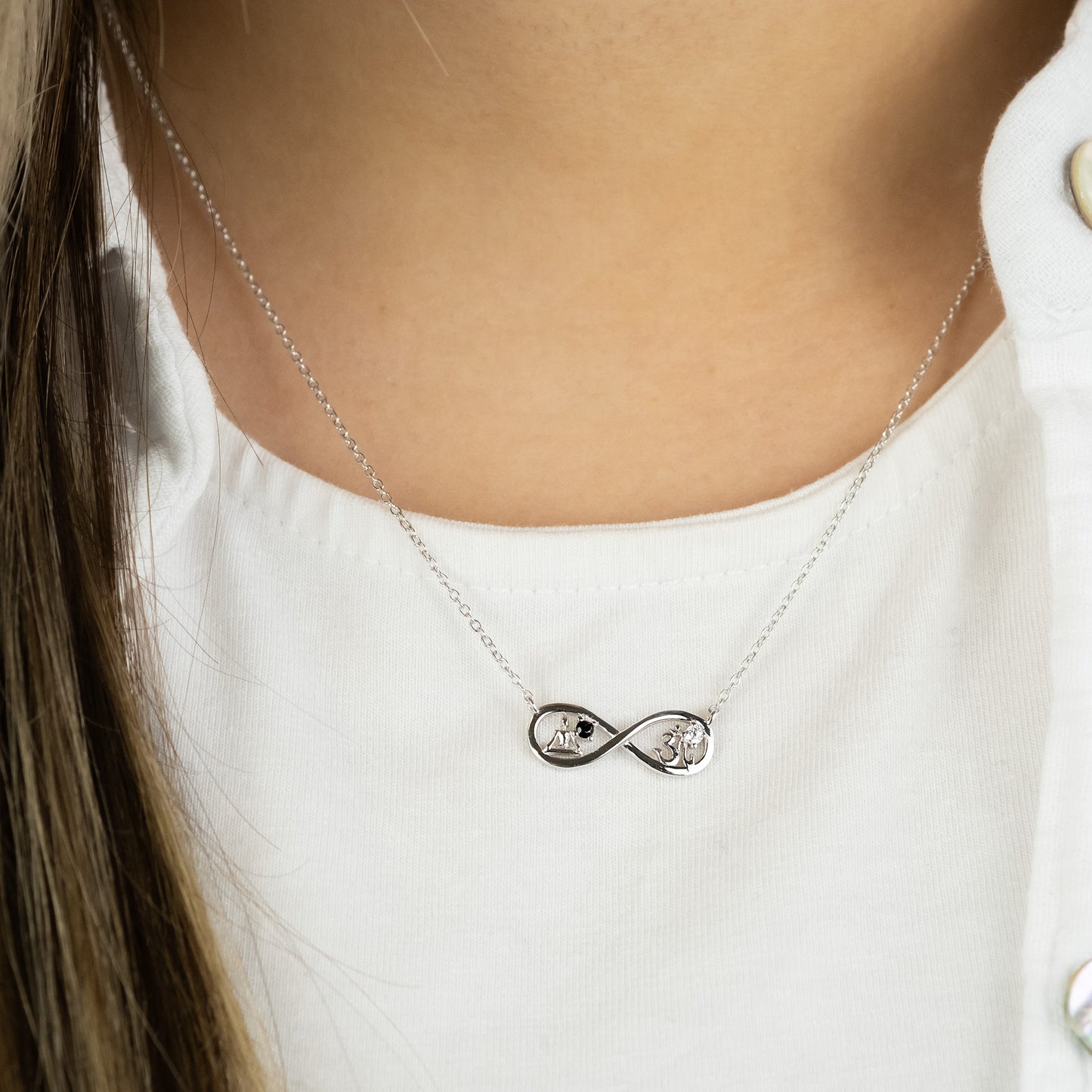Infinity Silver Necklace with Zirconia