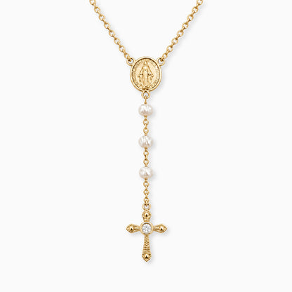 Halskette Rosary mit Süßwasserperlen – 18K Gold Finish