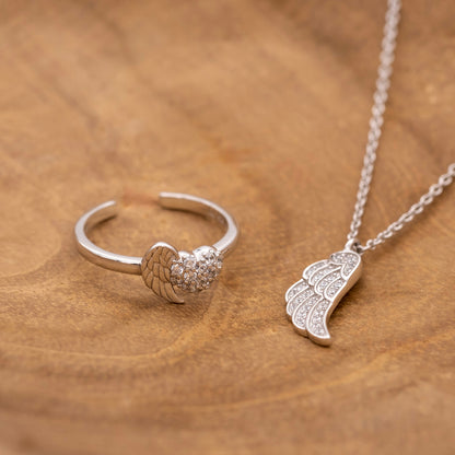 Ring 925er Silber Herzflügel mit Zirkonia