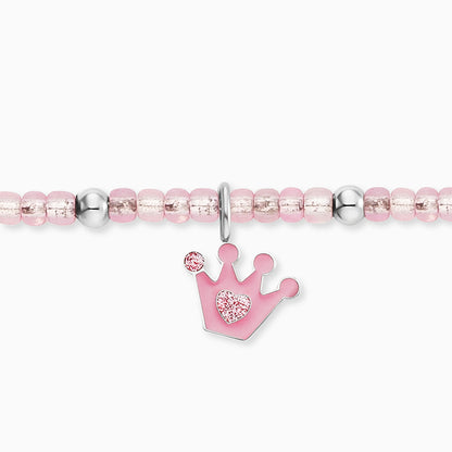 Kinder Armband Glitzerkrone mit Glasperlen mit Emaille