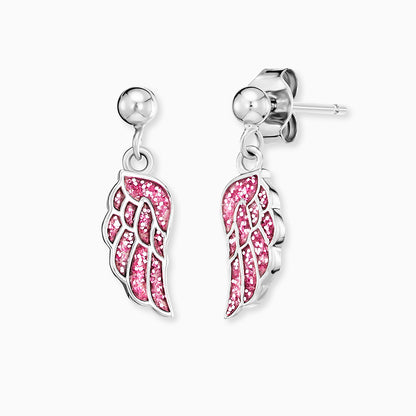 Kinder Ohrstecker Edelstahl Glitzerflügel mit Emaille