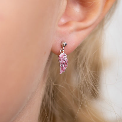 Kinder Ohrstecker Edelstahl Glitzerflügel mit Emaille