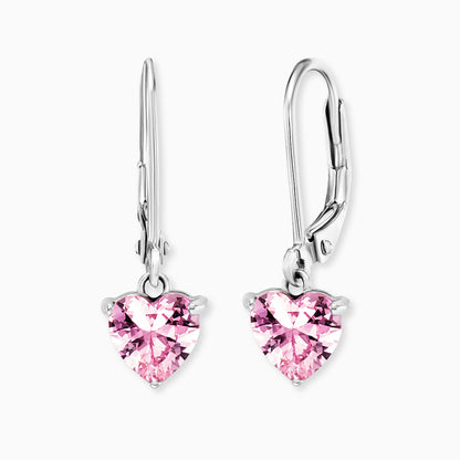 Kinder Ohrhänger Edelstahl Herz mit Zirkonia rosa