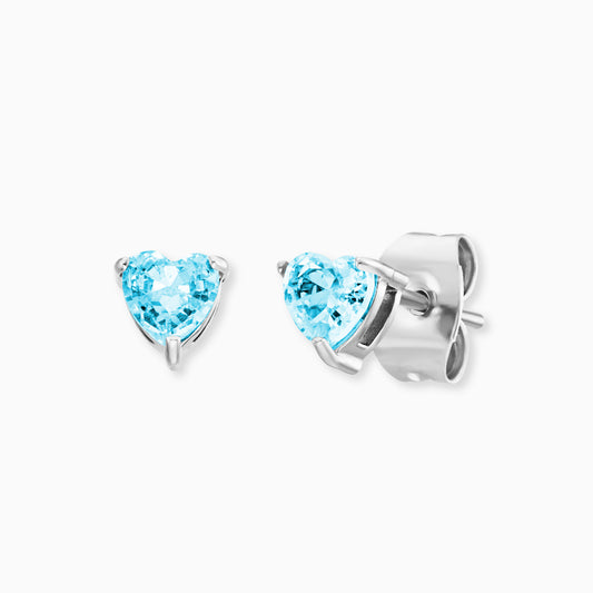 Kinder Ohrstecker Edelstahl Herz aus Zirkoniastein blau