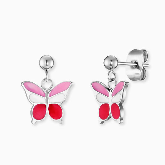 Kinder Ohrstecker Edelstahl Schmetterling mit Emaille
