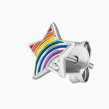 Kinder Ohrringe Edelstahl Stern Regenbogen mit Zirkonia