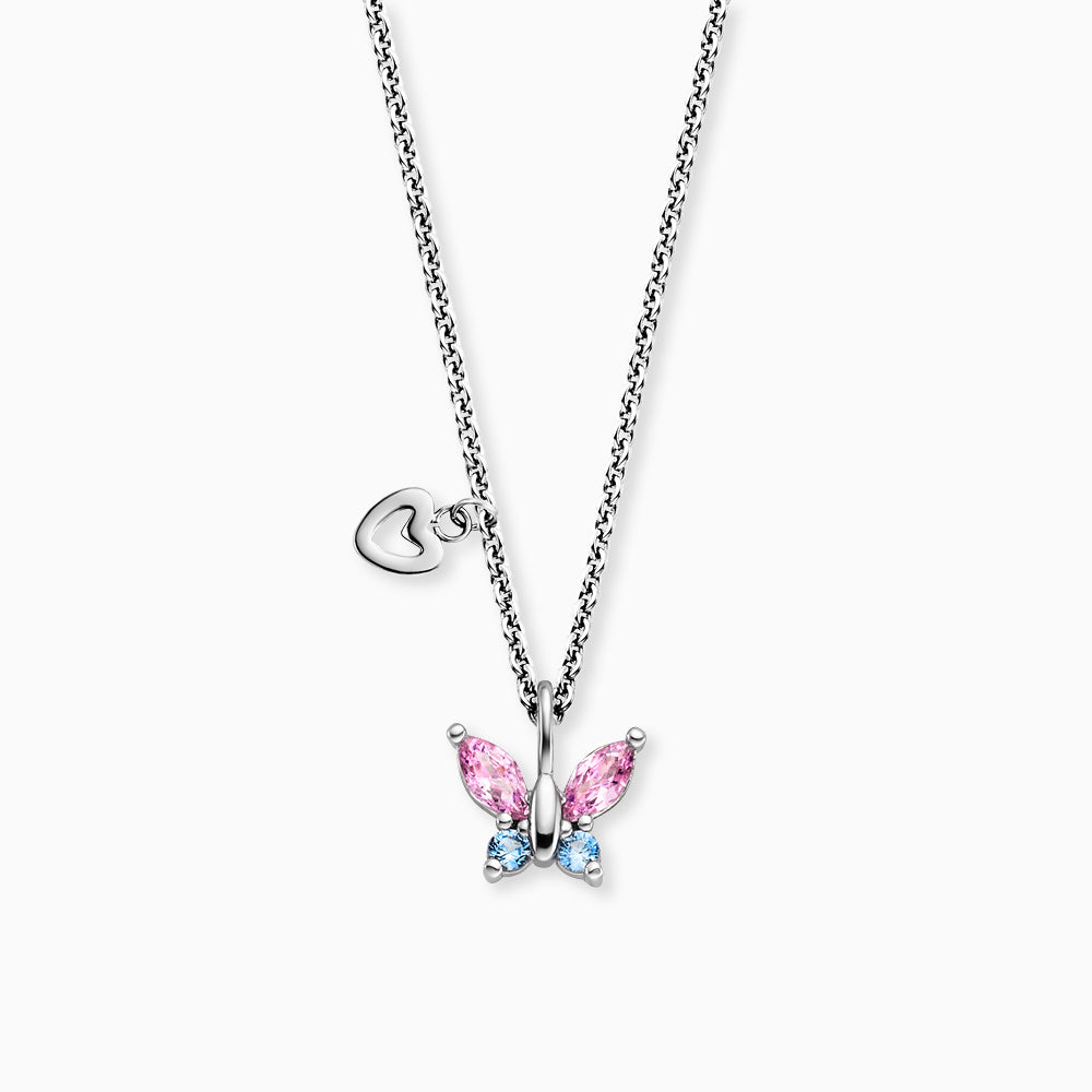 Kinder Halskette Edelstahl Schmetterling mit Zirkonia