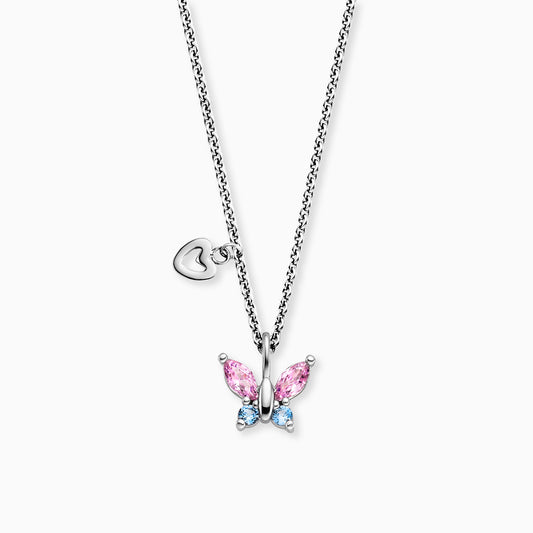 Kinder Halskette Edelstahl Schmetterling mit Zirkonia