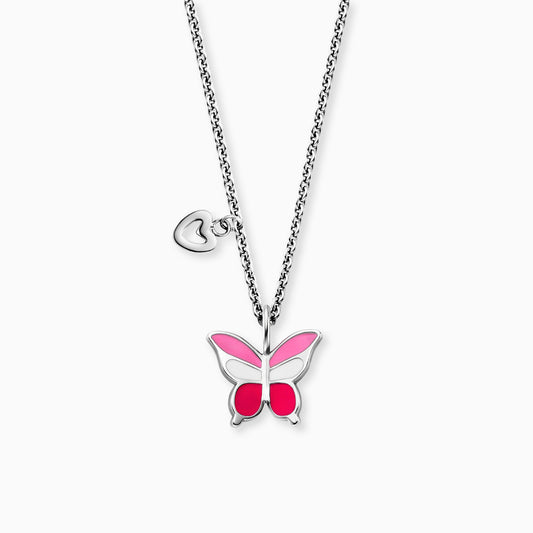 Kinder Halskette Edelstahl Schmetterling mit Emaille