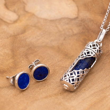 Halskette 925er Silber Powerful Stone mit Kraftstein Lapislazuli Größe M